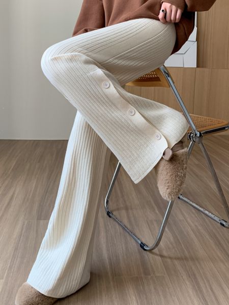 women's pants capris knitted split button wide leg pants straight casual high waist pants autumn warm solid loose wool comfortable wome, Black;white
women's pants capris knitted split button wide leg pants straight casual high waist pants autumn warm solid loose wool comfortable wome, Black;white