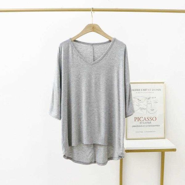 large size shirts womens loose modal slimming middle sleeve v neck t shirt short, White
large size shirts womens loose modal slimming middle sleeve v neck t shirt short, White