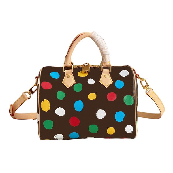 1v designer bags speedy bandouliere 25 canvas 3d painted dots print shoulder handbags purses for women with dust bag realfine bags m46433
1v designer bags speedy bandouliere 25 canvas 3d painted dots print shoulder handbags purses for women with dust bag realfine bags m46433