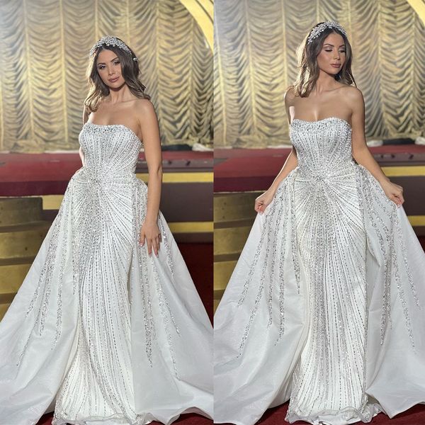 princess diamonds wedding dress luxury full beads strapless bridal gowns vestido de novia detachable train robe de mariee, White
princess diamonds wedding dress luxury full beads strapless bridal gowns vestido de novia detachable train robe de mariee, White