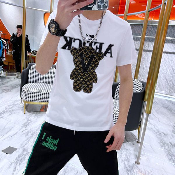 men's t-shirts slim fit bear luxcy diamond 2023 new fashion summer round neck short sleeve male tees prevalent clothing plus size 7xl, White;black
men's t-shirts slim fit bear luxcy diamond 2023 new fashion summer round neck short sleeve male tees prevalent clothing plus size 7xl, White;black