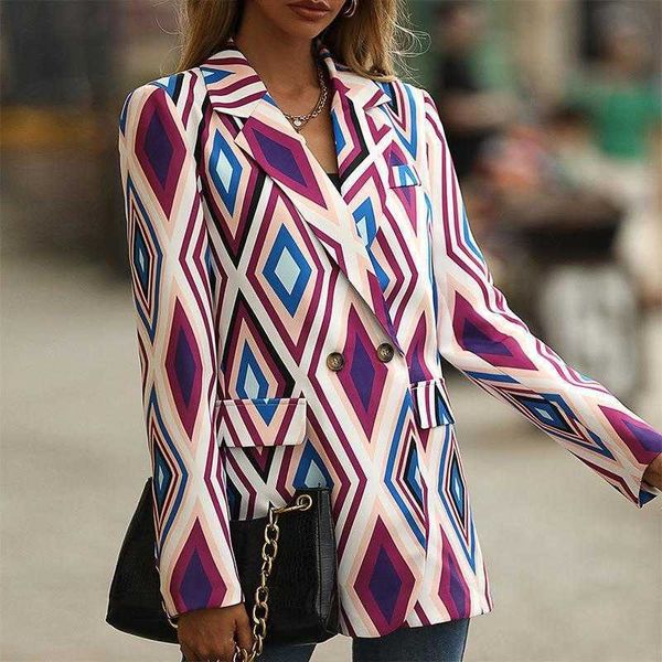 chen shan clothing blazer autumn and winter double breasted printed suit coat, White;black
chen shan clothing blazer autumn and winter double breasted printed suit coat, White;black