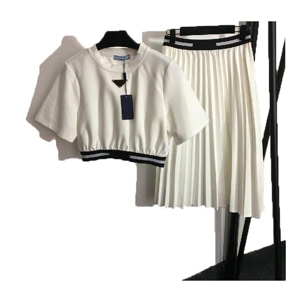 women two piece dress t-shirt dress set triangle letter hip short sleeve round neck set style pleated dress women fashion classic clothing s, White
women two piece dress t-shirt dress set triangle letter hip short sleeve round neck set style pleated dress women fashion classic clothing s, White