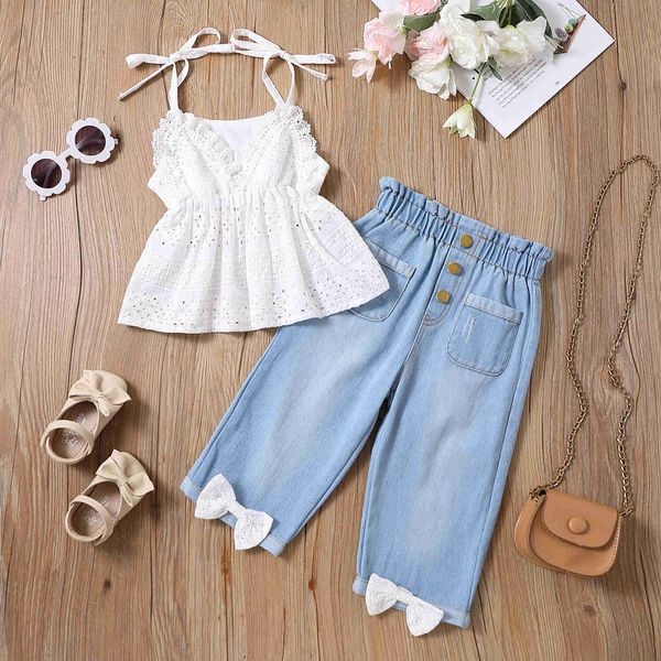 focusnorm 2-7y fashion toddler girls summer clothes sets sleeveless v neck lace floral hollow camisole with denim pants p230331, White
focusnorm 2-7y fashion toddler girls summer clothes sets sleeveless v neck lace floral hollow camisole with denim pants p230331, White