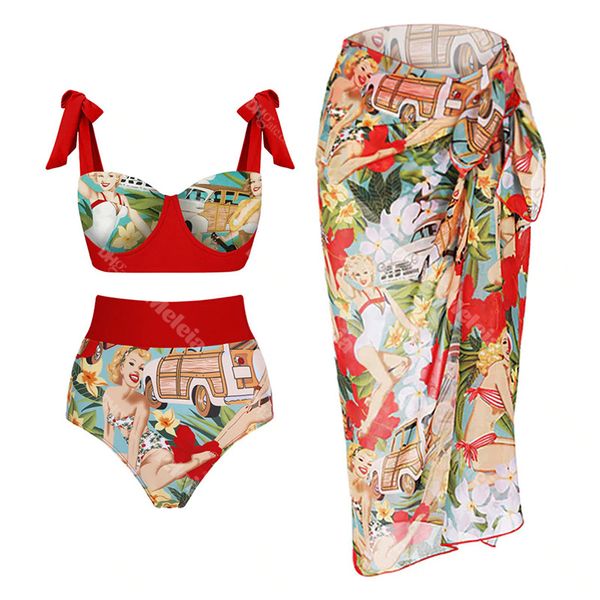 beach padded swimwear red long dress for vacation summer bikini three piece set push up swimsuit, White;black
beach padded swimwear red long dress for vacation summer bikini three piece set push up swimsuit, White;black
