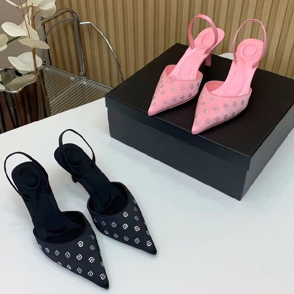 2023 summer new pointed dress shoes toe stiletto rhiestone letters half-capped sandals satin slingback with high heels, Black
2023 summer new pointed dress shoes toe stiletto rhiestone letters half-capped sandals satin slingback with high heels, Black
