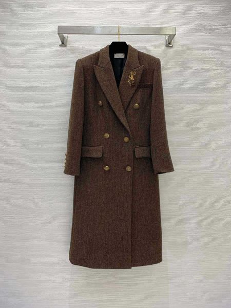women designer long trench coat fashion double-breasted long herringbone wool suit collar long-sleeved coat logo brand desig clothing, Tan;black
women designer long trench coat fashion double-breasted long herringbone wool suit collar long-sleeved coat logo brand desig clothing, Tan;black