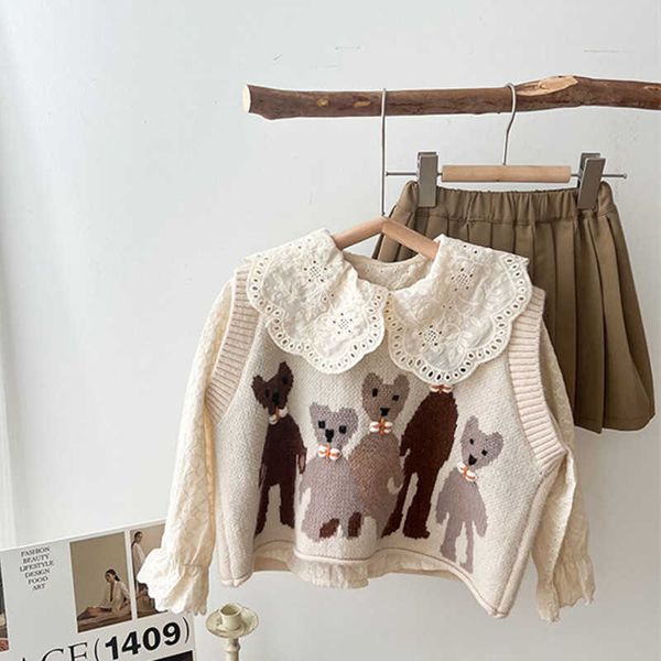 deer jonmi korean style autumn baby girls cute outfits lace shirt knitted vest pleated skirt 3pcs children chic sets p230331, White
deer jonmi korean style autumn baby girls cute outfits lace shirt knitted vest pleated skirt 3pcs children chic sets p230331, White