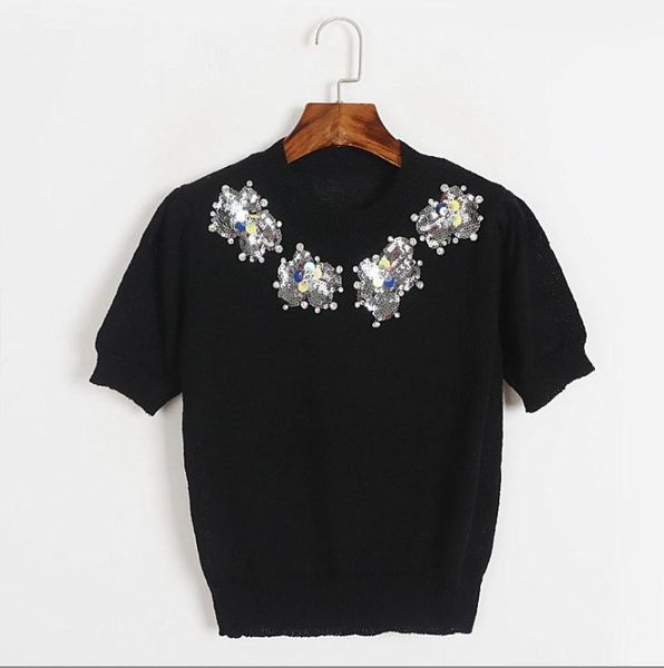 319 l 2023 autumn sweaters women's pullover white black pink sequins sweater crew neck short sleeve brand same style women's dl
319 l 2023 autumn sweaters women's pullover white black pink sequins sweater crew neck short sleeve brand same style women's dl