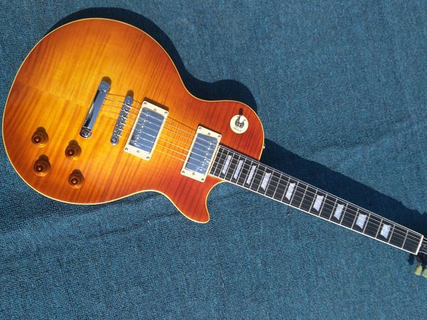 classic lp electric guitar, mahogany wood with flamed maple body, fret binding ebony fretboard
classic lp electric guitar, mahogany wood with flamed maple body, fret binding ebony fretboard