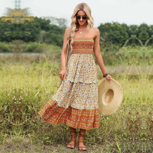 ethnic style casual dresses ruffled floral skirt bohemian tube dress for, Black;gray
ethnic style casual dresses ruffled floral skirt bohemian tube dress for, Black;gray