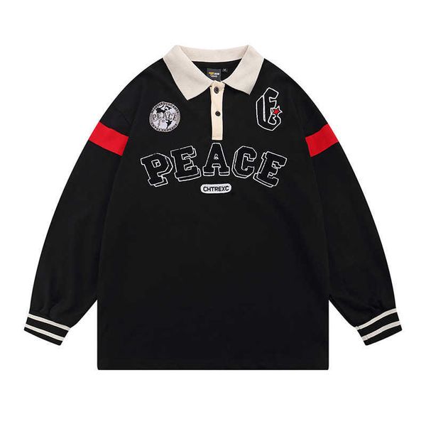 american embroidery color block high street china-chic ins small group weiyi men and women's polo fashion, Black;white
american embroidery color block high street china-chic ins small group weiyi men and women's polo fashion, Black;white