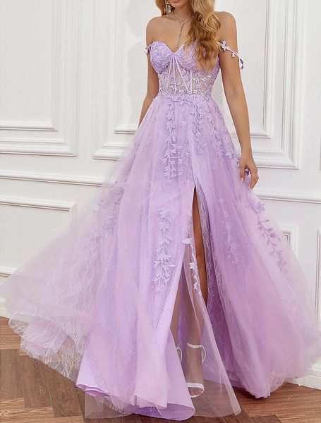 lilac a-line prom dress 2023 sweetheart tulle backless beading slit appliques evening formal gala gowns customed made robe de soriee, Black
lilac a-line prom dress 2023 sweetheart tulle backless beading slit appliques evening formal gala gowns customed made robe de soriee, Black