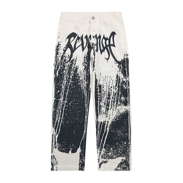 american fashion revenge embroidery letter speckle tie dyed jeans color contrast pants straight high street casual pants for men and women, Black;white
american fashion revenge embroidery letter speckle tie dyed jeans color contrast pants straight high street casual pants for men and women, Black;white