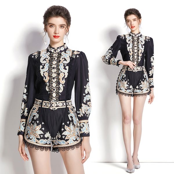 women designer black outfits short pants summer two piece sets 2023 long sleeve print shirt and shorts retro floral holiday suits graceful o, White
women designer black outfits short pants summer two piece sets 2023 long sleeve print shirt and shorts retro floral holiday suits graceful o, White