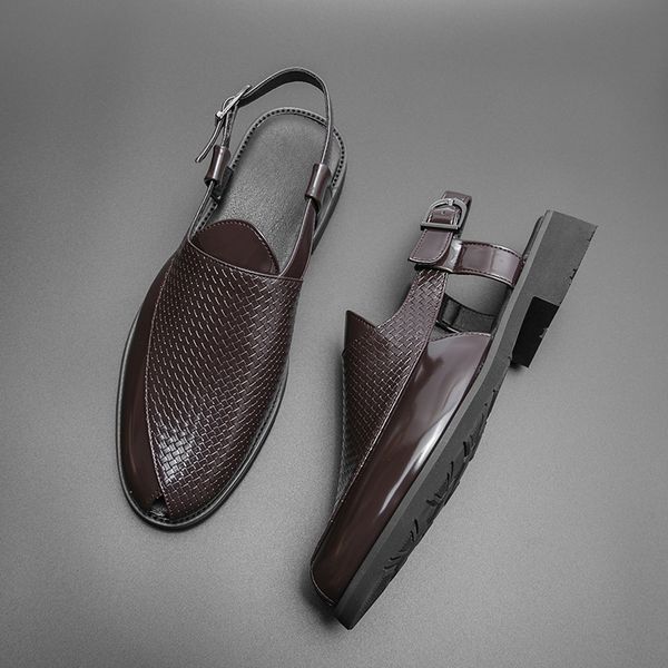 slippers men sandals brown black woven pu leather handmade buckle strap dress shoes size 3847 230331
slippers men sandals brown black woven pu leather handmade buckle strap dress shoes size 3847 230331