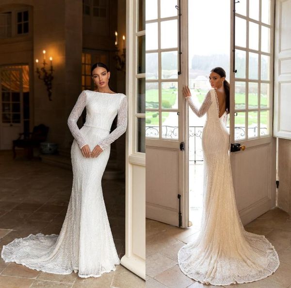 2021 lace wedding dresses long sleeves appliques beads mermaid bridal gowns custom made backless sweep train wedding dress2482382, White
2021 lace wedding dresses long sleeves appliques beads mermaid bridal gowns custom made backless sweep train wedding dress2482382, White