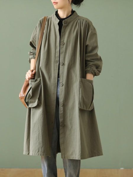 women's trench coats autumn windbreaker midlength retro loose stand collar longsleeved casual jacket coat 230331, Tan;black
women's trench coats autumn windbreaker midlength retro loose stand collar longsleeved casual jacket coat 230331, Tan;black