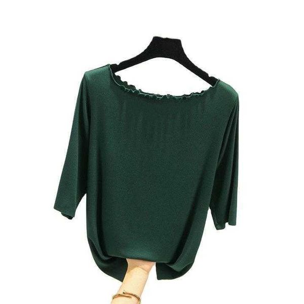 womens three quarter sleeve off neck t shirt loose slimming modal mask spring and, White
womens three quarter sleeve off neck t shirt loose slimming modal mask spring and, White
