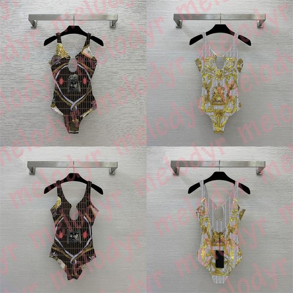 hollow one piece swimwear beach letter print bikini luxury womens swimsuit two side wear, Black
