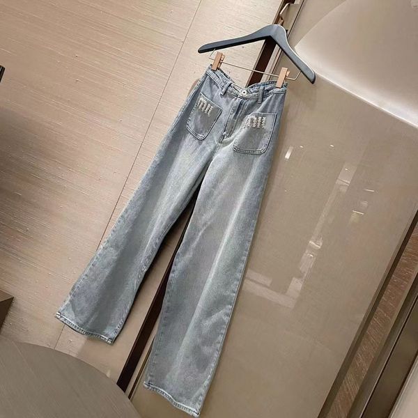 designer stretch women's jeans parachute pants fashion small fragrance embroidery slim straight casual pants, Blue
designer stretch women's jeans parachute pants fashion small fragrance embroidery slim straight casual pants, Blue