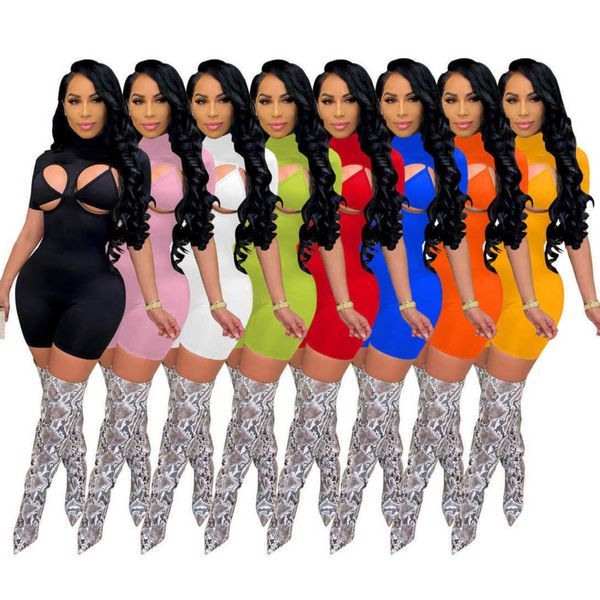 designer women's springsummer pants jumpsuit short sleeved tight underwear round neck high collar wearing short sleeved jumpsuit, White
designer women's springsummer pants jumpsuit short sleeved tight underwear round neck high collar wearing short sleeved jumpsuit, White