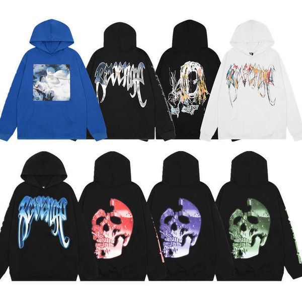 revenge autumn new mechanical skull print men's and women's high street fashion brand loose hooded pullover sweater coat, Black;white
revenge autumn new mechanical skull print men's and women's high street fashion brand loose hooded pullover sweater coat, Black;white