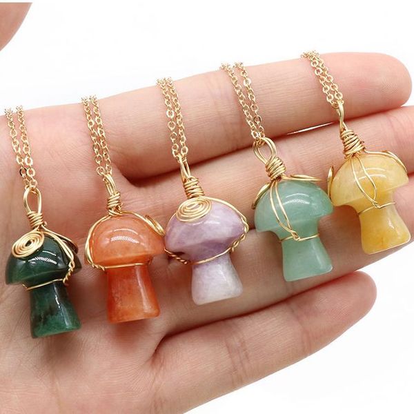 gold wire wrap healing natural crystal pendant necklace lovely mushroom charm carnelian opal pink purple necklace fashion women jewelry, Silver
gold wire wrap healing natural crystal pendant necklace lovely mushroom charm carnelian opal pink purple necklace fashion women jewelry, Silver