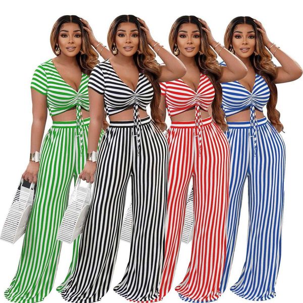 womens two pant piece striped printed suit short sleeve v neck loose spring and, White
womens two pant piece striped printed suit short sleeve v neck loose spring and, White