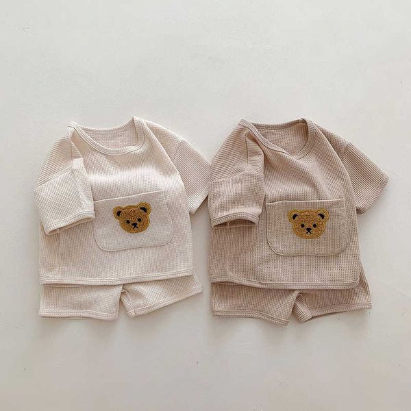 korean bear baby clothing set boys girls suits t shirts short sleeve with shorts two-piece waffle casual toddler outfits summer p230331, White
korean bear baby clothing set boys girls suits t shirts short sleeve with shorts two-piece waffle casual toddler outfits summer p230331, White
