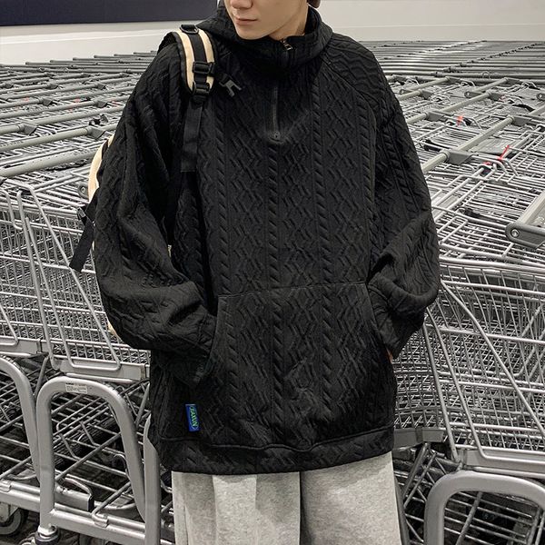 men s hoodies sweatshirts waffle solid texture for men zip up turtleneck hooded sweateshirt front pocket korean chic all match simple male, Black
men s hoodies sweatshirts waffle solid texture for men zip up turtleneck hooded sweateshirt front pocket korean chic all match simple male, Black