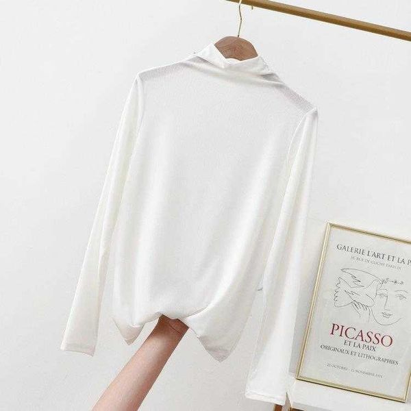modal half turtleneck bottoming shirt womens spring summer thin long sleeve, White
modal half turtleneck bottoming shirt womens spring summer thin long sleeve, White