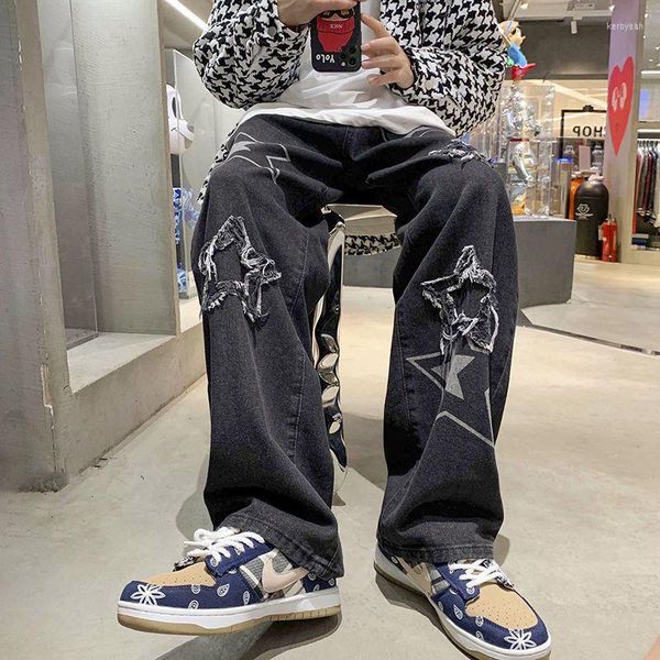 men's jeans ripped star vintage y2k baggy pants streetwear fashion wide leg oversize black full-length denim trousers 2023, Blue
men's jeans ripped star vintage y2k baggy pants streetwear fashion wide leg oversize black full-length denim trousers 2023, Blue
