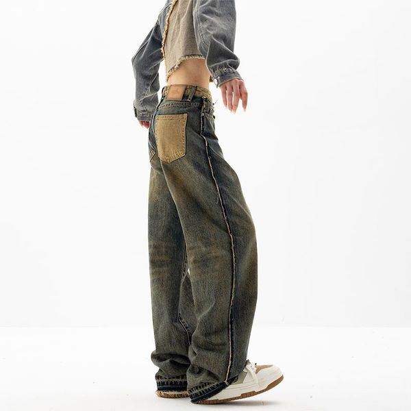 women's jeans retro personality god pants thin jean's straight loose wideleg retro wash water dark blue 230331
women's jeans retro personality god pants thin jean's straight loose wideleg retro wash water dark blue 230331