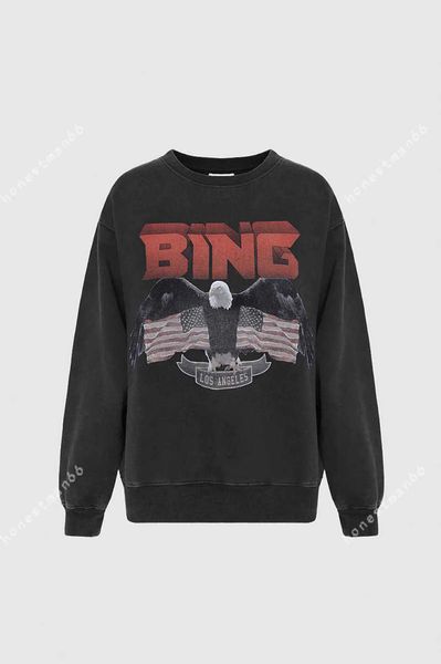 23ss anine bing women fashion cotton classic sweatshirt new ab pullover eagle white ink digital printing fried snow wash water fried color s, Black 
23ss anine bing women fashion cotton classic sweatshirt new ab pullover eagle white ink digital printing fried snow wash water fried color s, Black