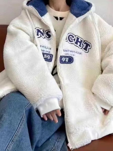 women's hoodies sweatshirts deeptown lamb wool oversized letter printed hoodies women vintage zip up hooded sweatshirts long sleeve hip, Black
women's hoodies sweatshirts deeptown lamb wool oversized letter printed hoodies women vintage zip up hooded sweatshirts long sleeve hip, Black