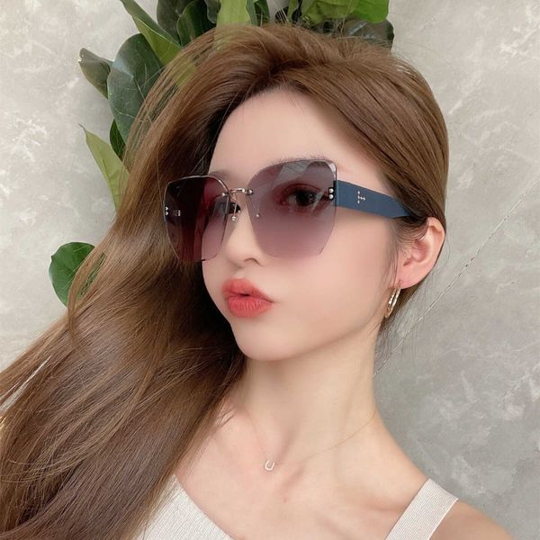 2022 new women's fashion light luxury sunglasses frameless trimming large frame nylon lens high-grade glasses, White;black
2022 new women's fashion light luxury sunglasses frameless trimming large frame nylon lens high-grade glasses, White;black