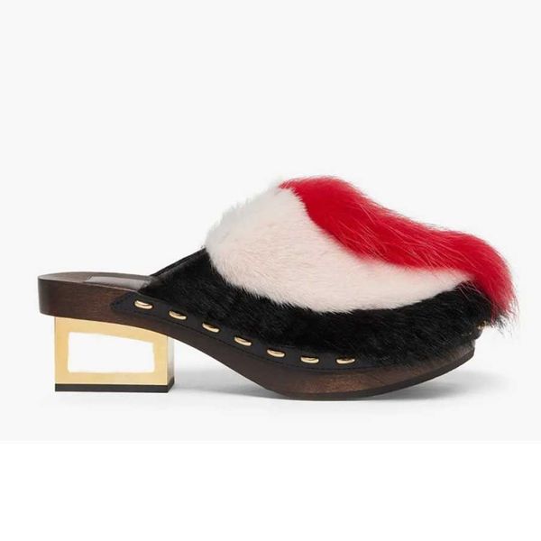 high mid heeled mink hair slippers logo mule women leather block heels pumps slingback clogs long fur fashion italy sandal luxury designer c, Black
high mid heeled mink hair slippers logo mule women leather block heels pumps slingback clogs long fur fashion italy sandal luxury designer c, Black
