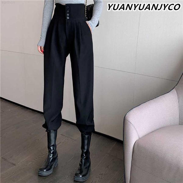 yuanyuanjyco spring autumn women long casual harem pants korean style fashion high waist buttons khaki black cargo trousers, Black;white
yuanyuanjyco spring autumn women long casual harem pants korean style fashion high waist buttons khaki black cargo trousers, Black;white