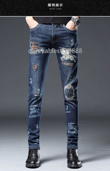 brand designer men's jeans burbrerys burb embroidered men's berry fashion slim fit feet fashion men's high-end versatile elas, Blue
brand designer men's jeans burbrerys burb embroidered men's berry fashion slim fit feet fashion men's high-end versatile elas, Blue