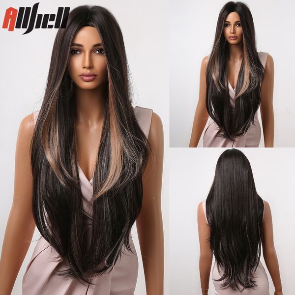 brown long highlight synthetic wigs middle part blonde straight womens wig heat resistant for women african cosplay fake hairfa, Black
brown long highlight synthetic wigs middle part blonde straight womens wig heat resistant for women african cosplay fake hairfa, Black