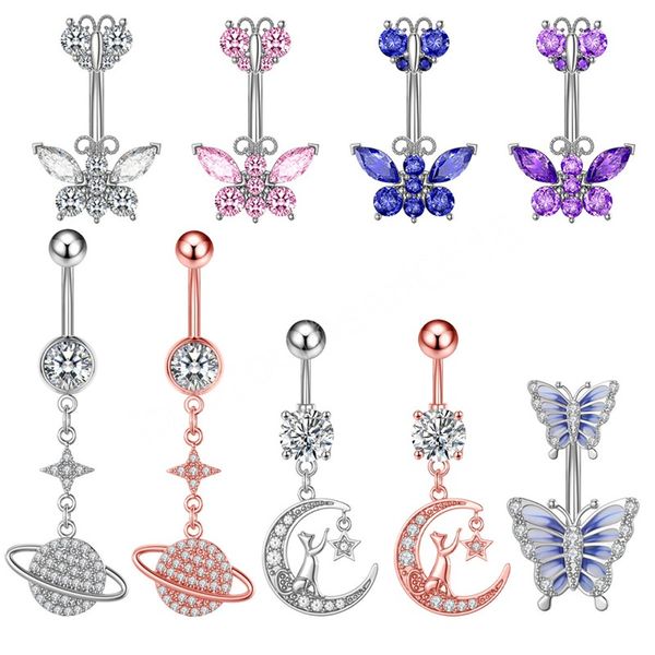 trendy planet moon zircon belly button rings piercing nombril for women girl 14g stainless steel butterfly dangled navel ring, Silver
trendy planet moon zircon belly button rings piercing nombril for women girl 14g stainless steel butterfly dangled navel ring, Silver