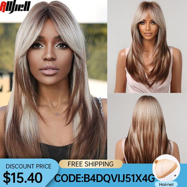 long straight blonde layered synthetic wigs brown balayage ombre wigs with bang for black women cosplay costume heat resistantfa
long straight blonde layered synthetic wigs brown balayage ombre wigs with bang for black women cosplay costume heat resistantfa