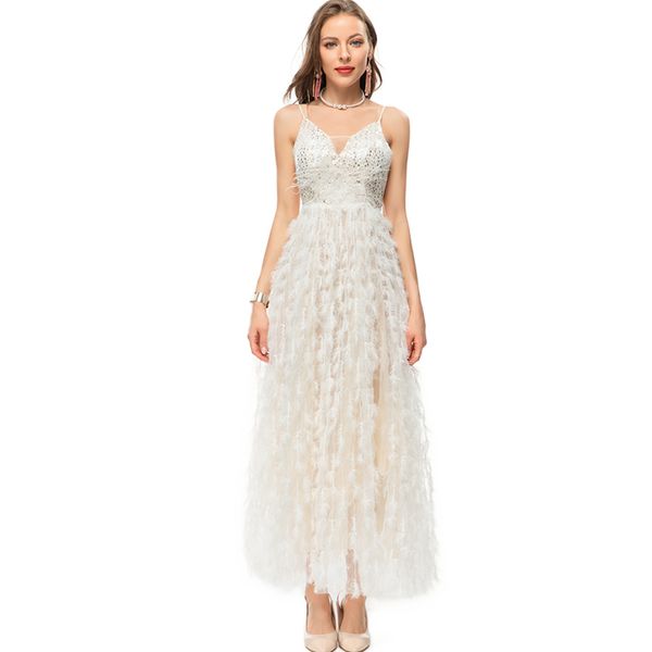 women's runway dresses spagetti straps sequined bodice feathers detailing patchwork party prom gown, Black
women's runway dresses spagetti straps sequined bodice feathers detailing patchwork party prom gown, Black