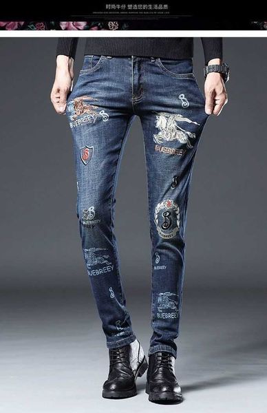 elastic burberies burbreries luxury designer men's jeans embroidered versatile men's fashion slim fit feet fashion men's pant, Blue
elastic burberies burbreries luxury designer men's jeans embroidered versatile men's fashion slim fit feet fashion men's pant, Blue