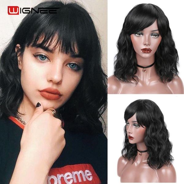 wignee synthetic wigs with bangs for black & white women short natural wave hair heat resistant cosplay daily fiber hair wig
wignee synthetic wigs with bangs for black & white women short natural wave hair heat resistant cosplay daily fiber hair wig