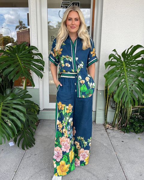 women's two piece pants australian designer designs 2023 linen shirt and pants print set, White
women's two piece pants australian designer designs 2023 linen shirt and pants print set, White