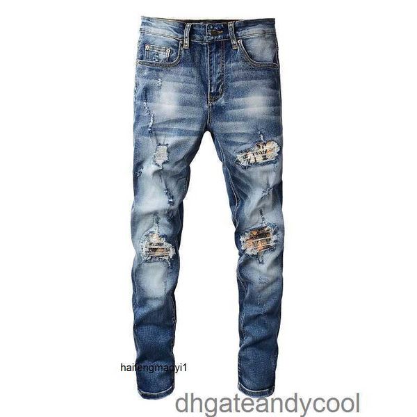 denim jeans designer pants man fashion high street men's youth blue washed old hole amirs patch slim elastic feet jeans 6epd
denim jeans designer pants man fashion high street men's youth blue washed old hole amirs patch slim elastic feet jeans 6epd
