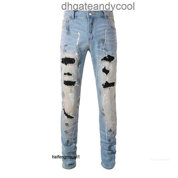 fashion amirs denim jeans designer patch pants man fall drilled fit hole washed slim brand elastic a7b7, Blue
fashion amirs denim jeans designer patch pants man fall drilled fit hole washed slim brand elastic a7b7, Blue