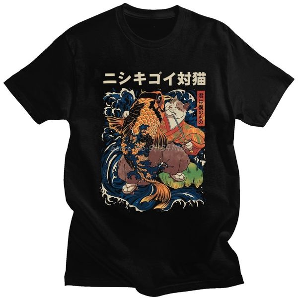 men's t shirts vintage the cat and koi t shirt men short sleeved pure cotton streetwear t shirt graphic tshirt japanese samurai tee 23, White;black
men's t shirts vintage the cat and koi t shirt men short sleeved pure cotton streetwear t shirt graphic tshirt japanese samurai tee 23, White;black